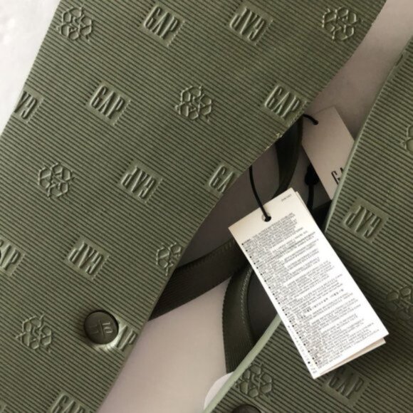 Gap Logo Flip Flops Mens Olivine Green Sz. 10-11 Men's - Picture 4 of 5